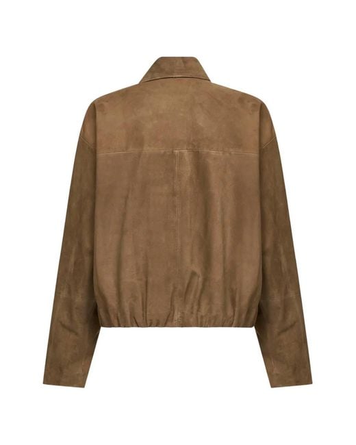 Arma Brown Zip Leather Coat