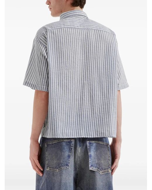 Izzue Gray Striped Button-Fastening Shirt for men