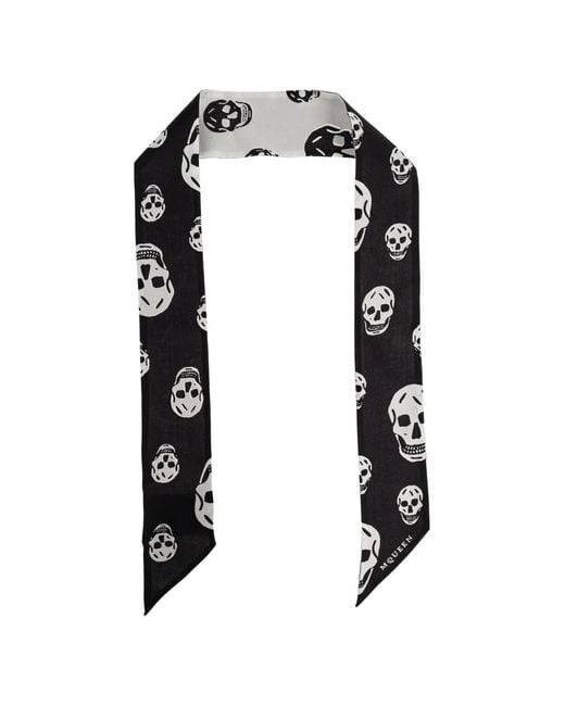 McQueen Black Skull-Print Scarf