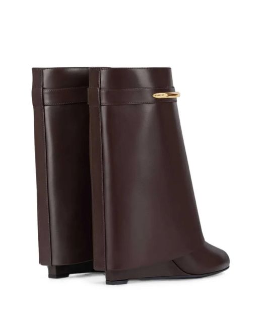 Givenchy Brown Shark Lock Wedge Boots