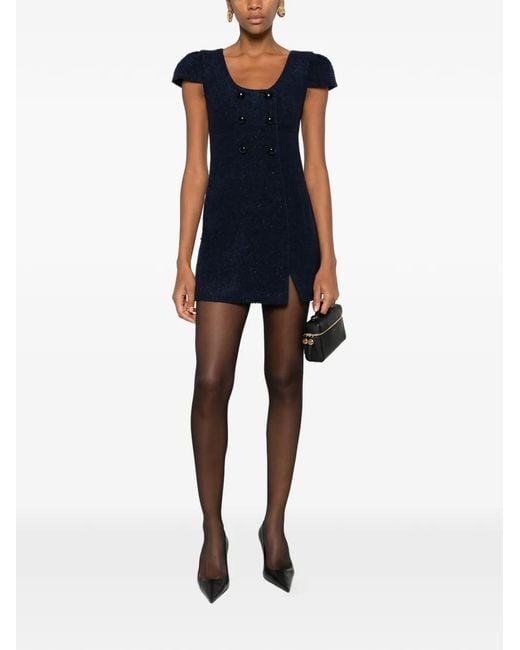 Self-Portrait Blue Buttoned Mini Dress
