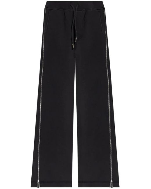 DSquared² Black Side-Zipped Cotton Palazzo Pants