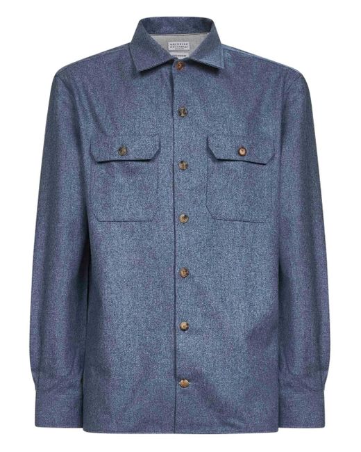 メンズ Brunello Cucinelli パッチポケットシャツ Blue