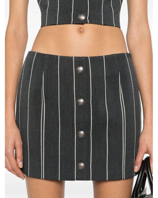 Alessandra Rich Black Pinstriped Low-rise Mini Skirt