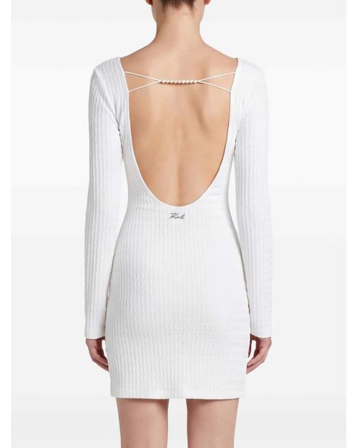 Karl Lagerfeld White Textured Faux-Pearl Beach Dress
