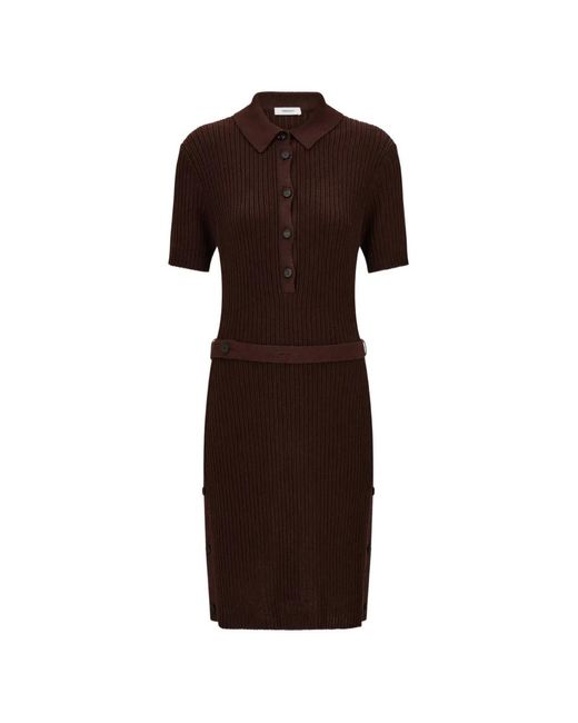 Ferragamo Brown Knitted Polo Dress