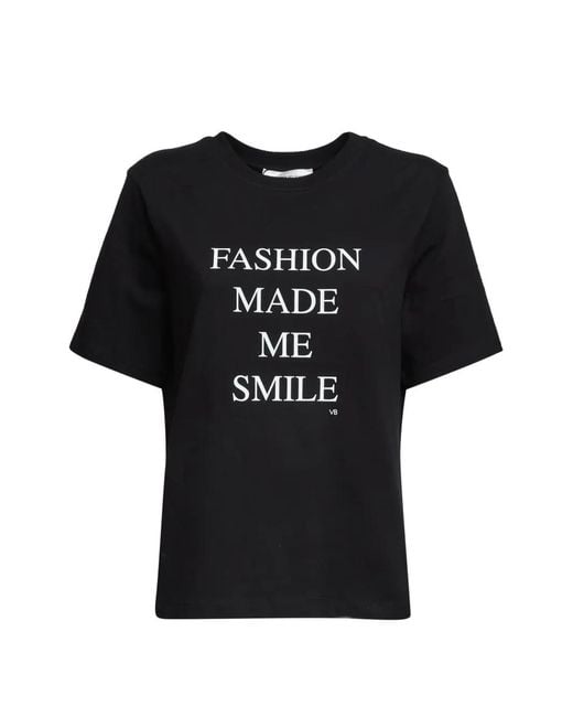 Victoria Beckham Black T-Shirt Fashion Made Me Smile En Coton