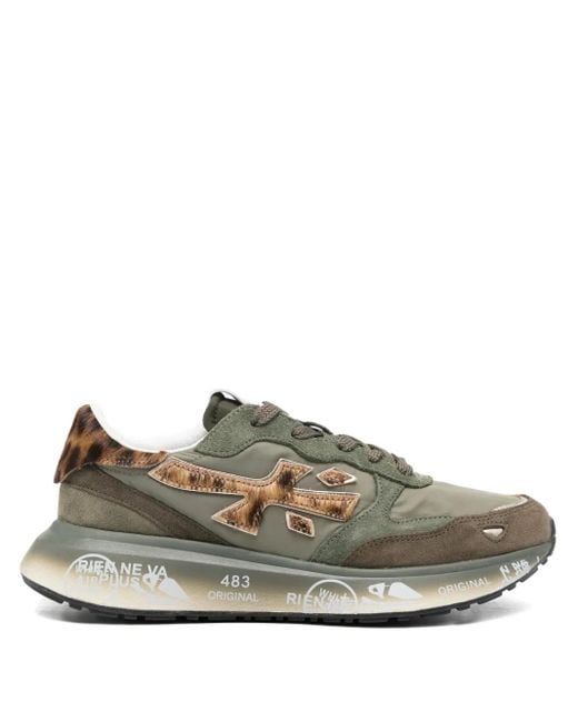 Premiata Green Lauryn Sneakers mit Leoparden-Print