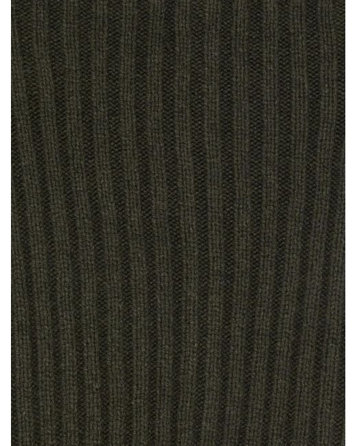 Rick Owens Green Ribbed-Knit Rectangular Scarf
