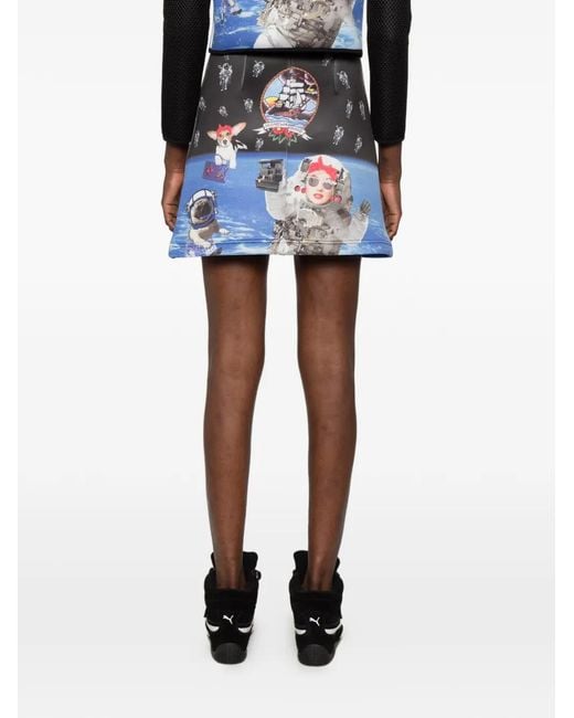 The Artistylist Black Graphic-Print A-Line Skirt