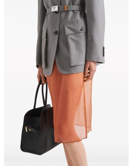 Prada Organza Midi-Rok in het Orange