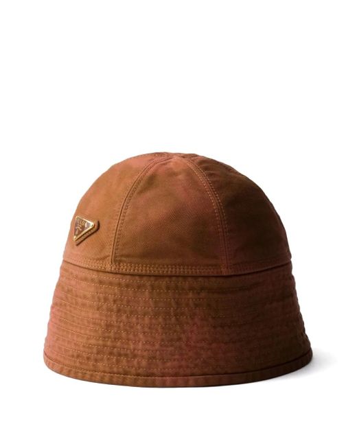 Prada Cotton Bucket Hat in Brown Lyst UK