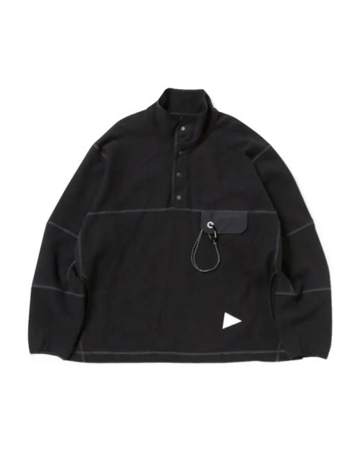 And Wander Black Buttoned Chest-Pocket Sweater for men