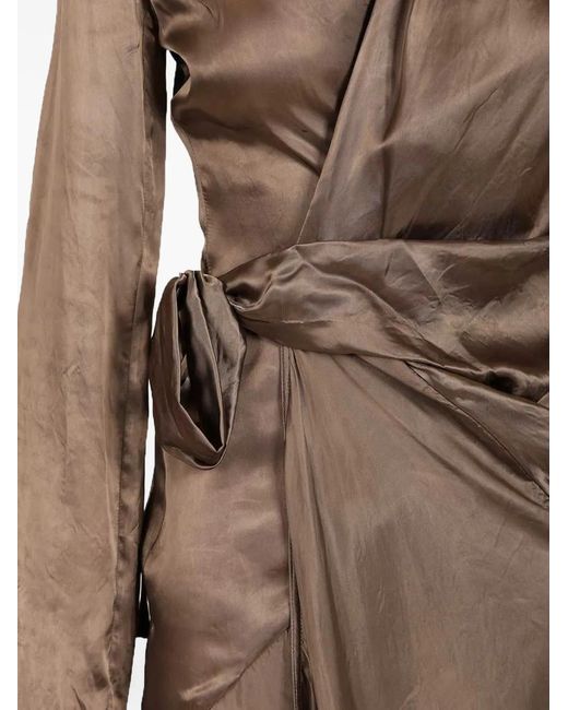 Rick Owens Natural Tie Long-Sleeve Maxi Dress
