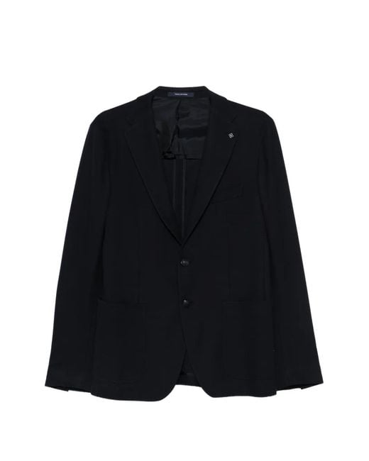 Tagliatore Black Single-Breasted Blazer for men