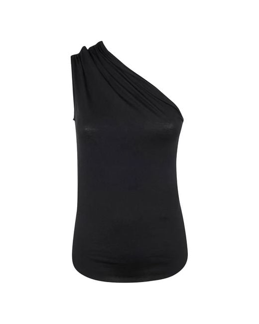 Thom Krom Black Draped One-Shoulder Top
