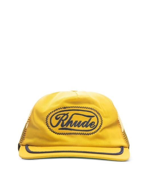 Rhude Yellow Patch Trucker Hat for men
