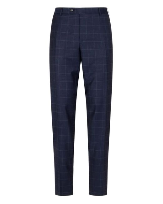 Canali Blue Checked Tailored Trousers for men