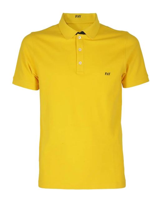 Fay Yellow Cotton Polo Shirt for men