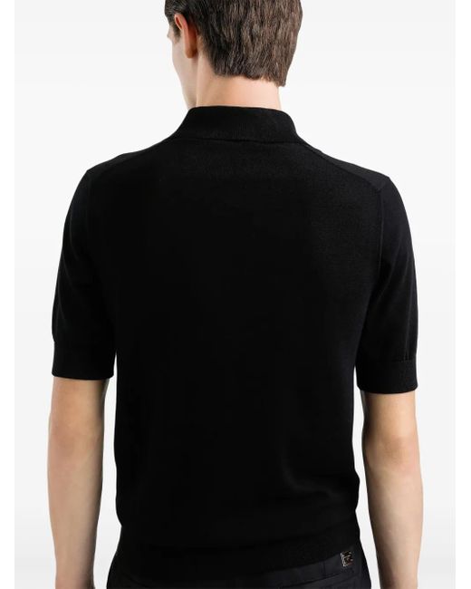 Dolce & Gabbana Black Logo-Plaque Polo Shirt for men