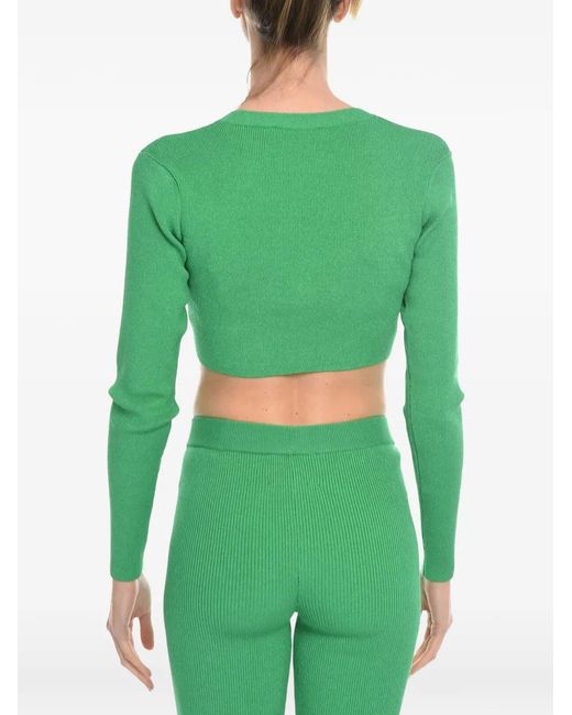 Herskind Green Zip-Up Cropped Cardigan