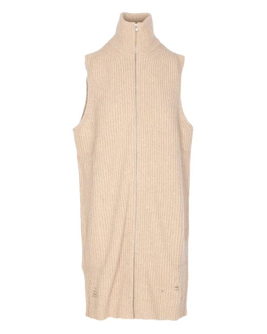 MM6 by Maison Martin Margiela Natural High-Neck Zip-Front Top