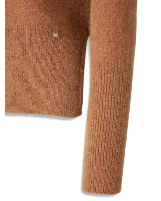 Herno Brown Ribbed-Cuff Crew-Neck Sweater