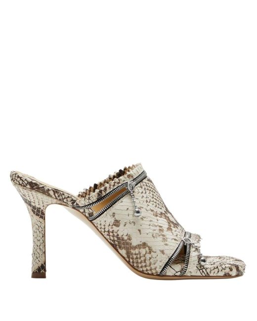 85mm snakeskin leather sadals di Burberry in White
