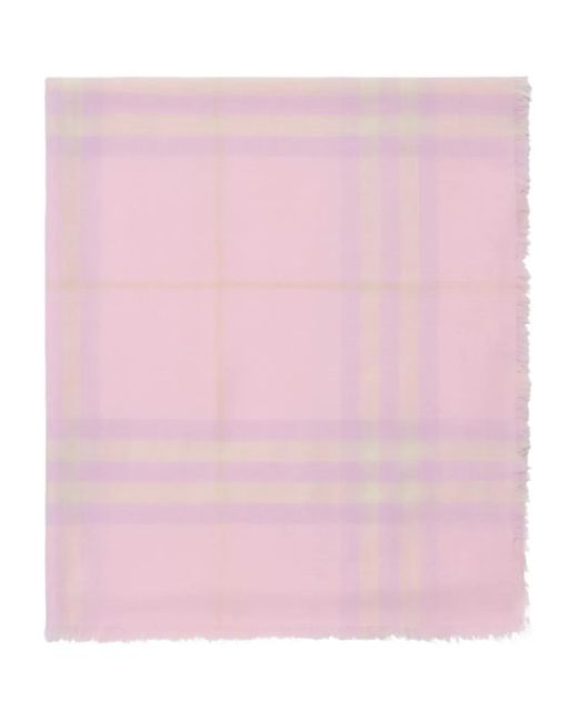Burberry Pink Check Wool Scarf