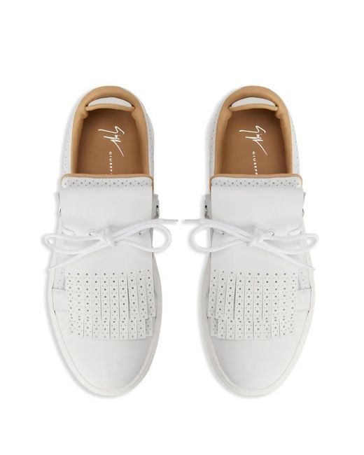 Giuseppe Zanotti White Gz94 Kiltie Low-Top Leather Trainers for men