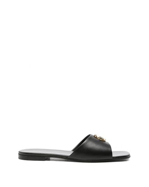 Gucci White Double G Leather Sandals