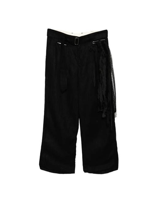 Midorikawa Black Belted Raw-Edge Trousers for men