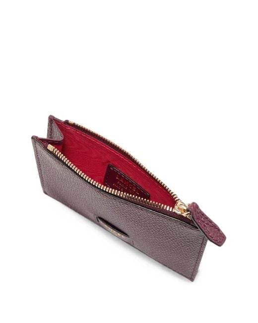 Lancel Purple Ninon Grained Leather Cardholder