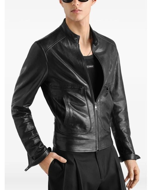 Dolce & Gabbana Black Nappa Leather Jacket for men