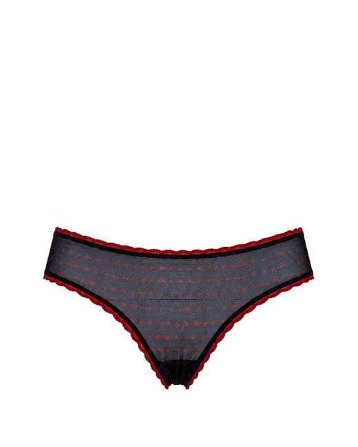 Laura Urbinati Blue Sheer-Mesh Lace-Trim Briefs