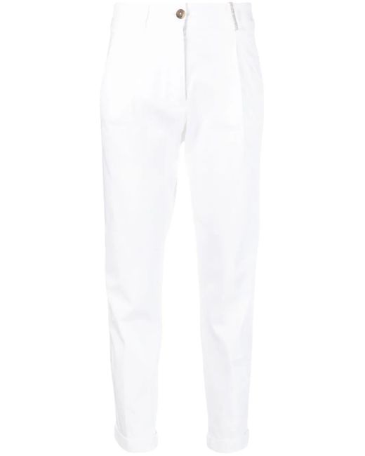 Fabiana Filippi White Mid-Rise Slim-Cut Trousers
