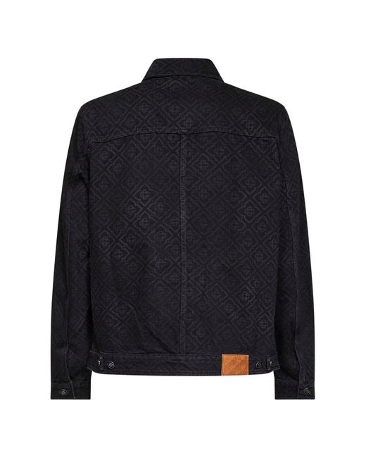 Casablanca Black Monogram-Pattern Denim Jacket for men