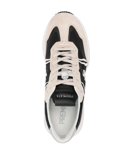 Premiata White Cassie Sequin-Embellished Sneakers