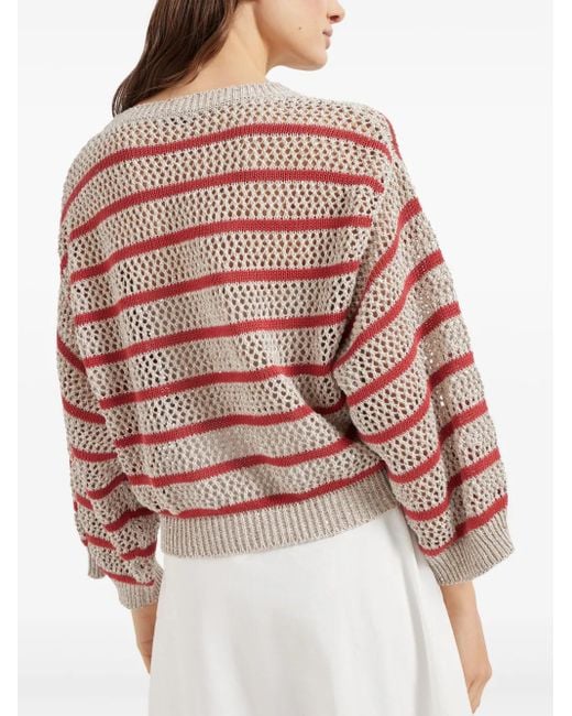 Maglione Dazzling Net di Brunello Cucinelli in Red