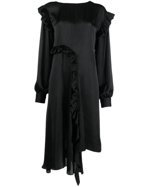 Remain Black Ruffled Long-Sleeved Maxi Dress