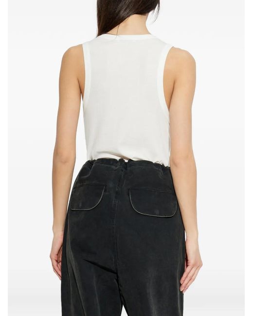Entire studios White Ribbed-Trim Sleeveless Tank Top