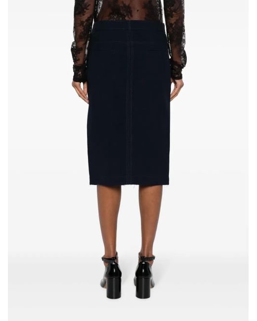 N°21 Blue Zip-Up Midi Pencil Skirt