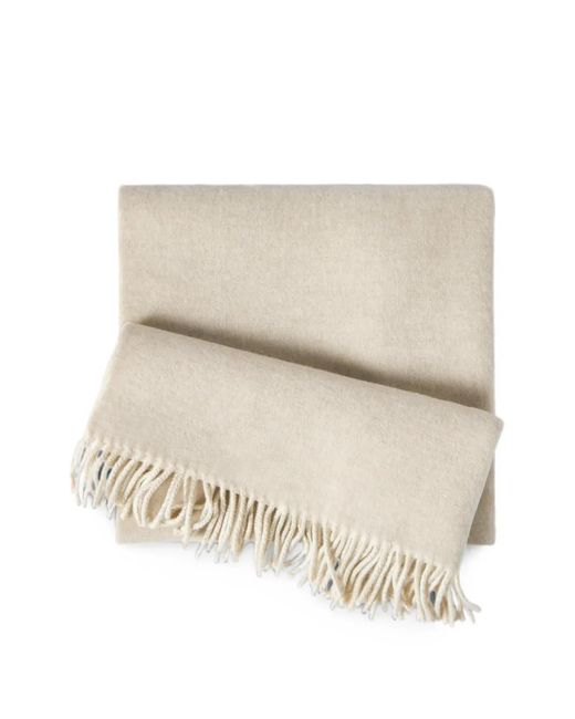 Brunello Cucinelli Natural Wool And Cashmere Knit Scarf for men