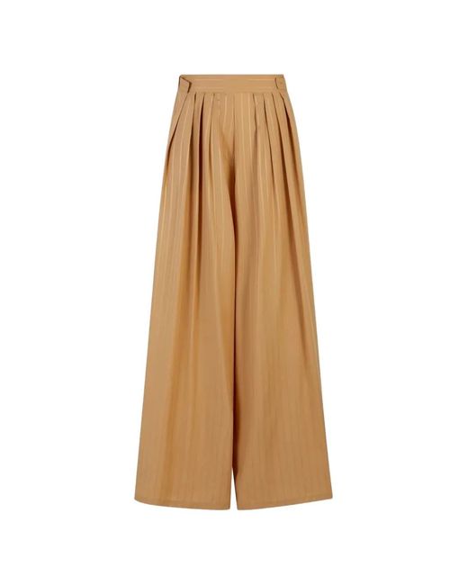 A Line Natural Maya Pinstripe-Pattern Pleated Trousers
