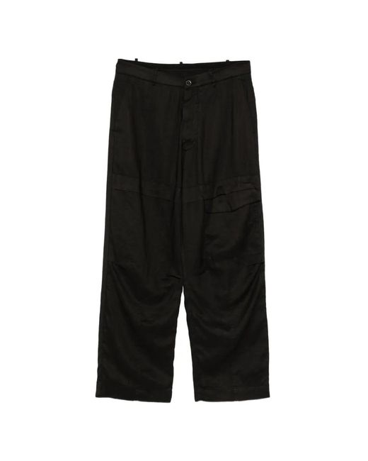 Masnada Black Buttoned Cargo Trousers for men