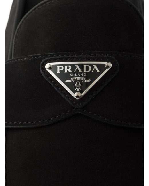 Mules À Bande Logo Prada pour homme en coloris Black