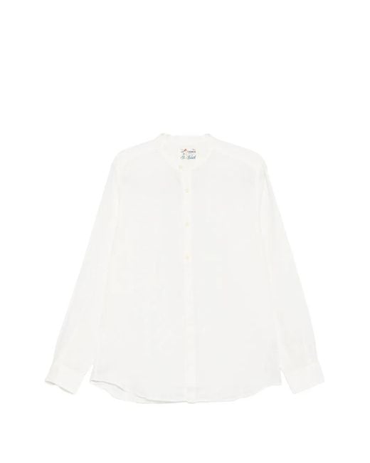 Mc2 Saint Barth White Naxos Mandarin-Collar Long-Sleeved Shirt for men