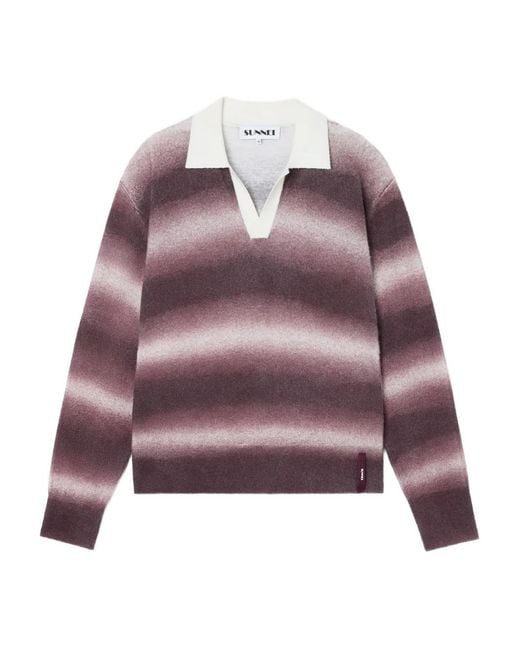 Sunnei Purple Striped Long-Sleeve Sweater