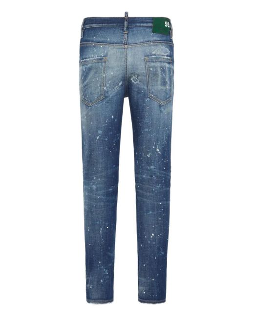 DSquared² Blue Distressed Slim-Fit Jeans for men