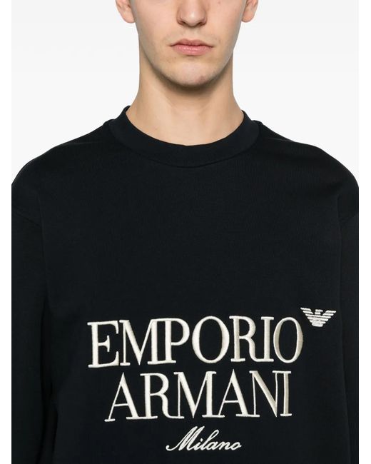 Emporio Armani Black Logo Cotton Sweatshirt for men